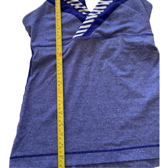 Lululemon Deep Breath V Wrap Neckline Racerback Pigment Blue Stripe Workout Tank - Picture 5 of 13